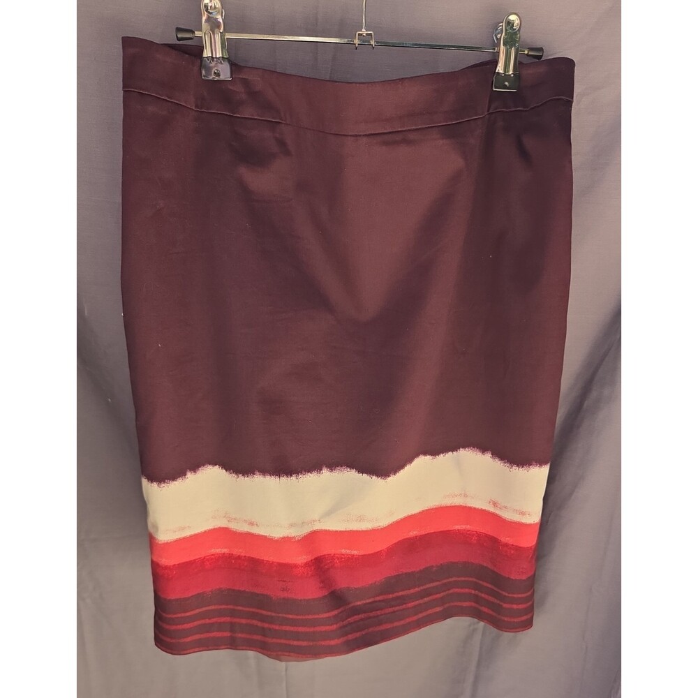 Ann Taylor Purple/Pink/White Lined Skirt Sz 10 Business Career 97% Cotton Shell